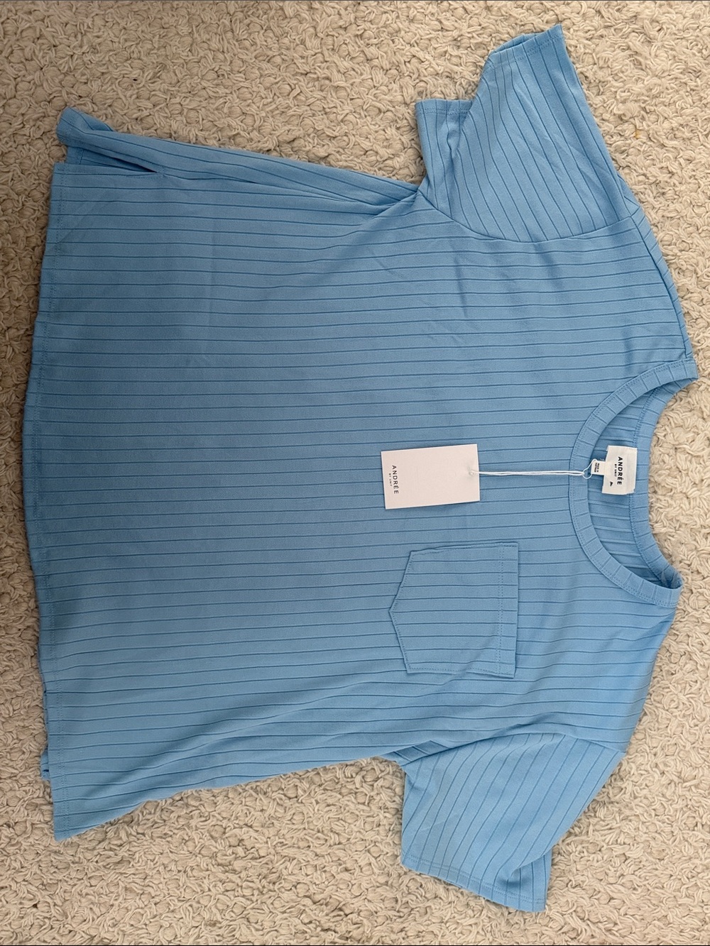 ANDREE BY UNIT Light Blue Ribbed Short Sleeve Tee